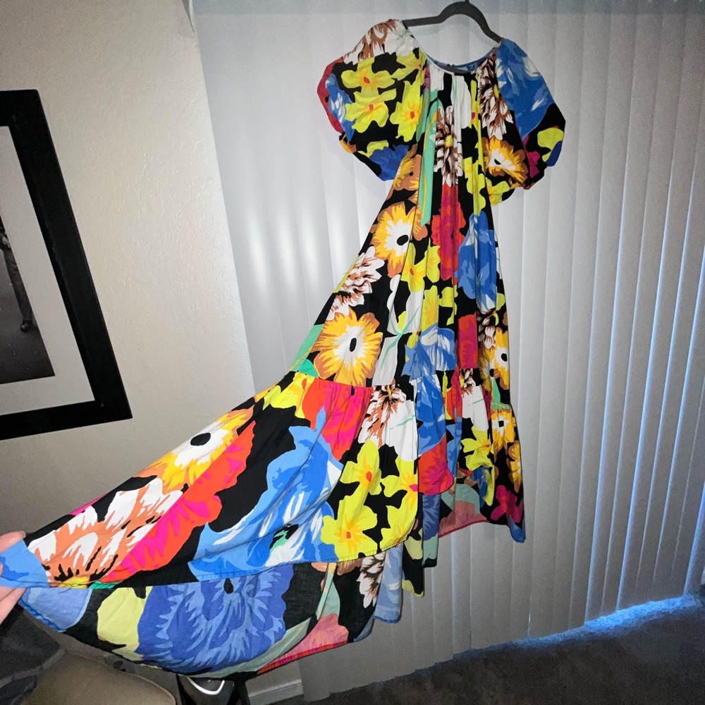 Floral Puff Sleeve High-Low Dress - Christopher John Rogers  xl